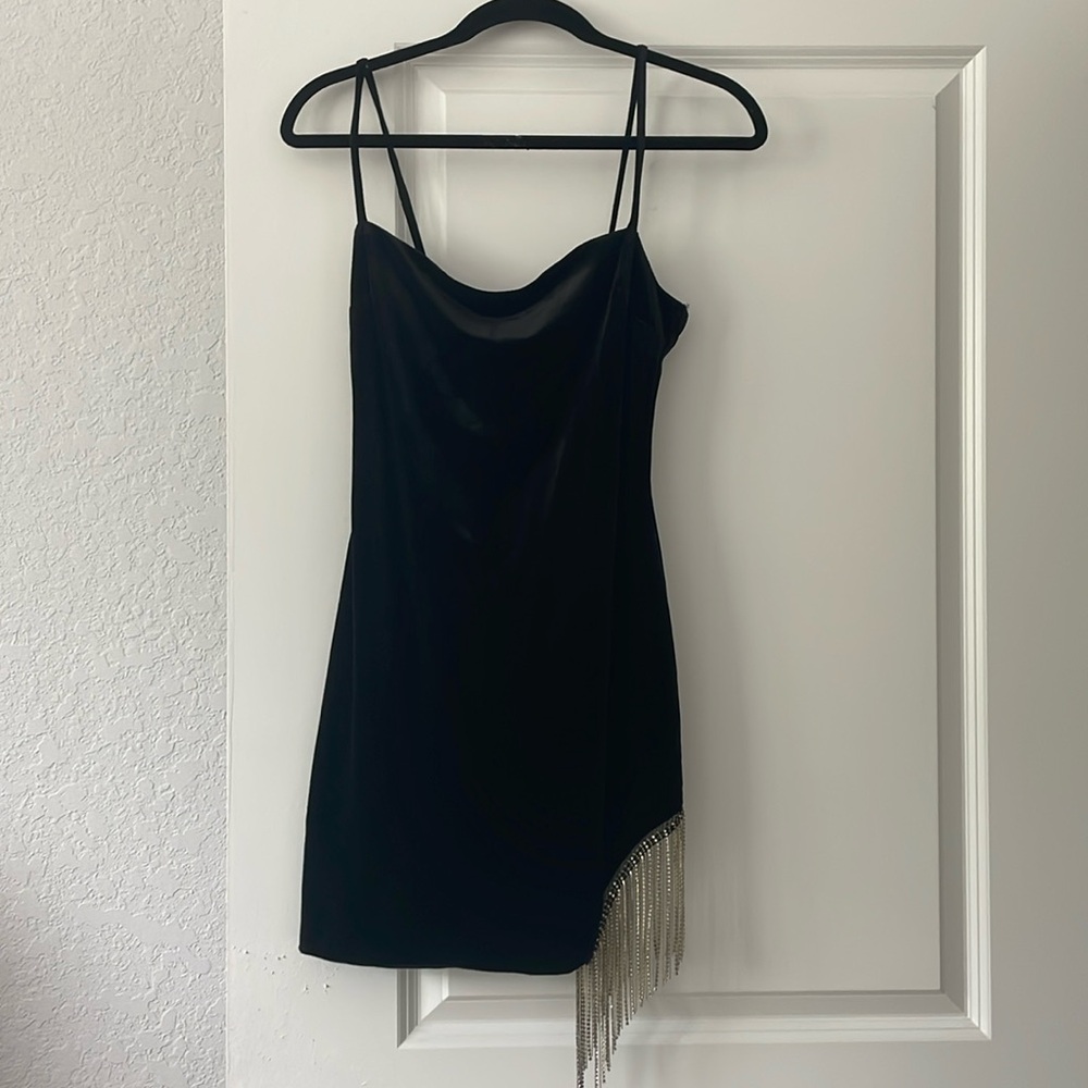 Black velvet mini dress
